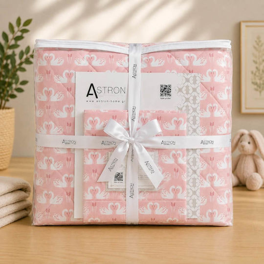 Astron Italy Сет Единични Памучни Спални Комплекти Swan Love 170x260см