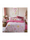 Nef-Nef Homeware Сет Спални Чаршафи Единични Памучни Wild & Sweet Pink 170x260cm 3бр