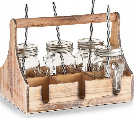 Zeller Zeller Set Brillen Cocktail Glas mit Strohhalm 7 Stück