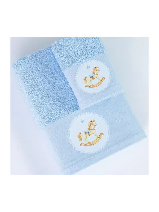 Borea Set Babyhandtücher 2 Stück Hellblau 30x50cm