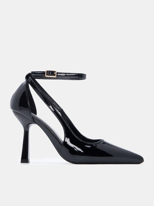 Spitze Zehen Pumps mit Riemen & Hochhackige Schwarze