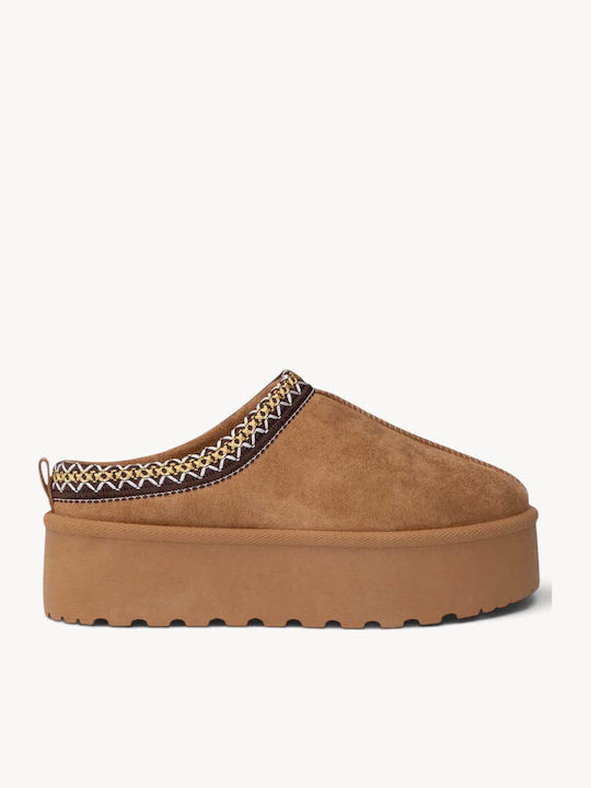 Ταμπά Suede Clogs Πλατφόρμα Κεντητές Λεπτομέρειες
