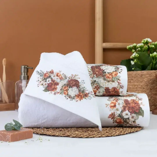 Borea Set of Bath Towels 3 pcs Autumn White