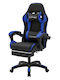 ML-Design 490018007 Καρέκλα Gaming Δερματίνης με Υποπόδιο Μπλε