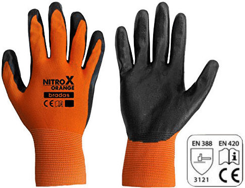 Bradas Nitrox Safety Gloves Black Nitrile RWNY8