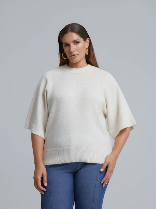 Mat Fashion Pulover Damă Cu Mânecă 3/4 Ecru