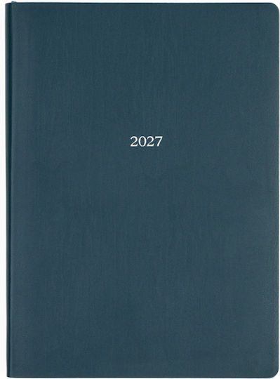Type Center Daily Agenda 2027 Petrol Blue Leather 21x29.5cm (with Personalization)