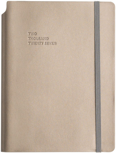 Type Center Weekly Agenda A5 2027 Silver Leather 14x20.5cm (with Personalization)