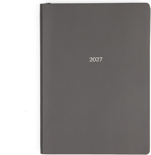 Type Center Ημερήσια Ατζέντα 2027 Γκρι Δερμάτινη 21x29.7εκ. (με Προσωποποίηση)