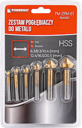Milling Drills Countersinks Set 6 Pcs 6.3-20.5mm Pm-zpm-6t