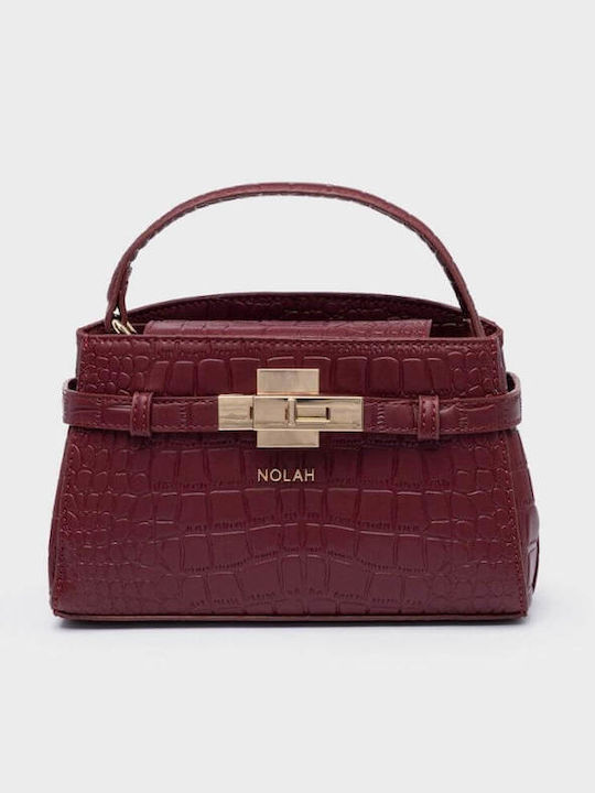 Iliana Women's Satchel Bag Croco Burgundy