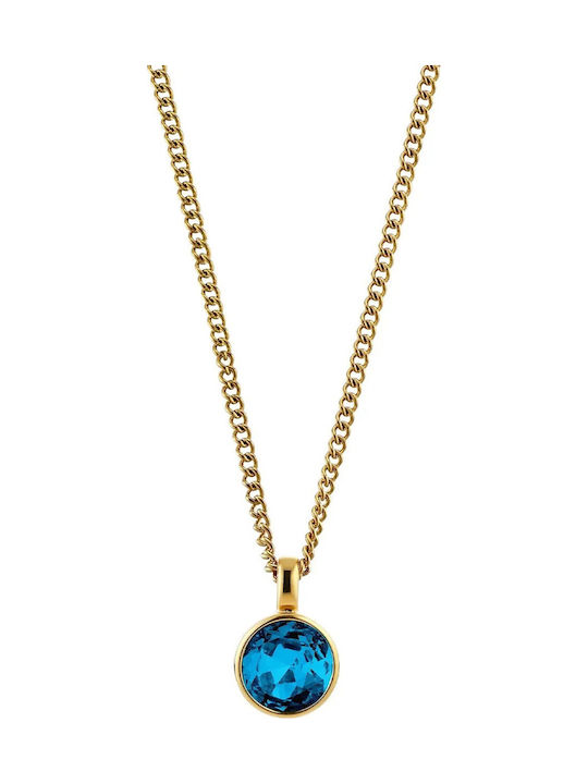 Dyrberg/Kern Necklace of Gold Plated Steel Petrol Blue Dyrberg/Kern Necklace of Gold Plated Steel Petrol Blue