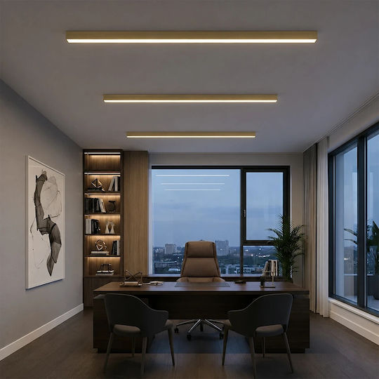 kelvo LED Commercial Linear Ceiling Lighting 72W Warm White IP20 with Adjustable Intensity L120xH7cm