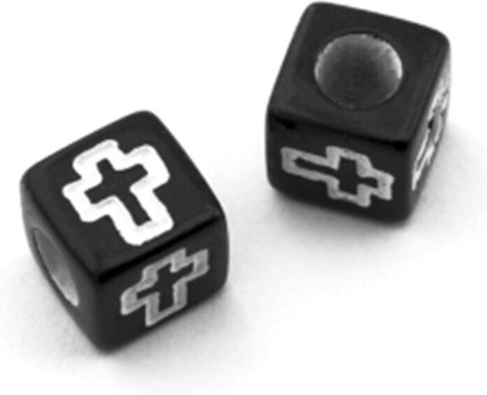 Acrylische Hand Würfel Kreuz 6x6mm Ø4mm Schwarzes Schwarz