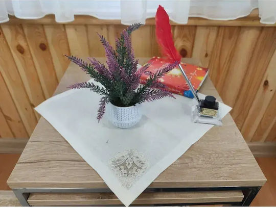 Stewehome Decorative Table White Wicker Pot Natural Texture Lavender