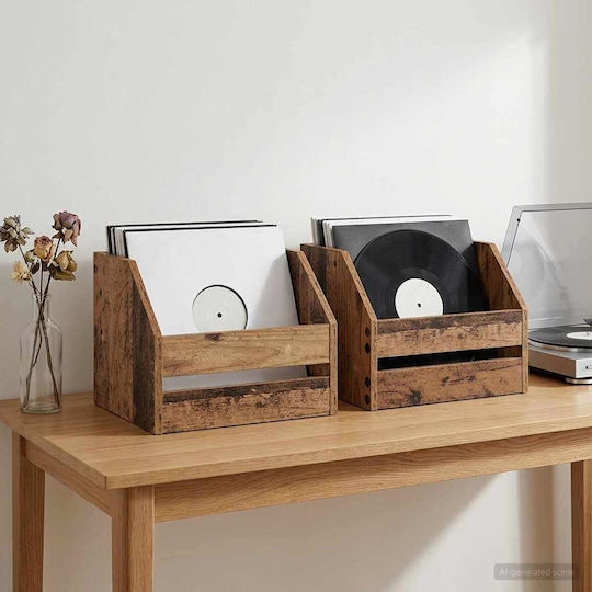 vidaXL Vinyl Album Box 2 Pcs Oak Wood 38 x 30 x 29 cm