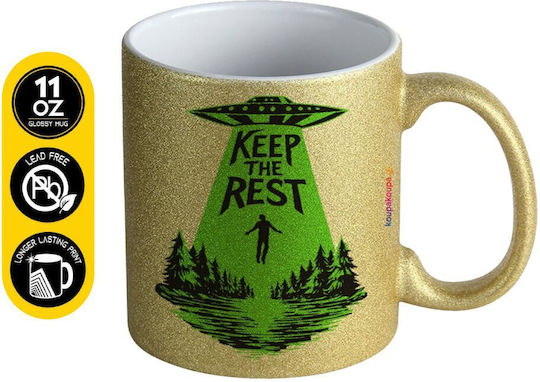 Koupakoupa Keep The Rest Ceramic Gold Mug 330ml KP_35055 Gold Glitter