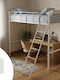 Kids Loft Bed Single with Mattress White 90x200cm