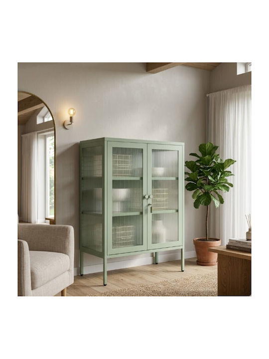 Bodenstehende Wohnzimmer-Vitrine aus Metall in ...