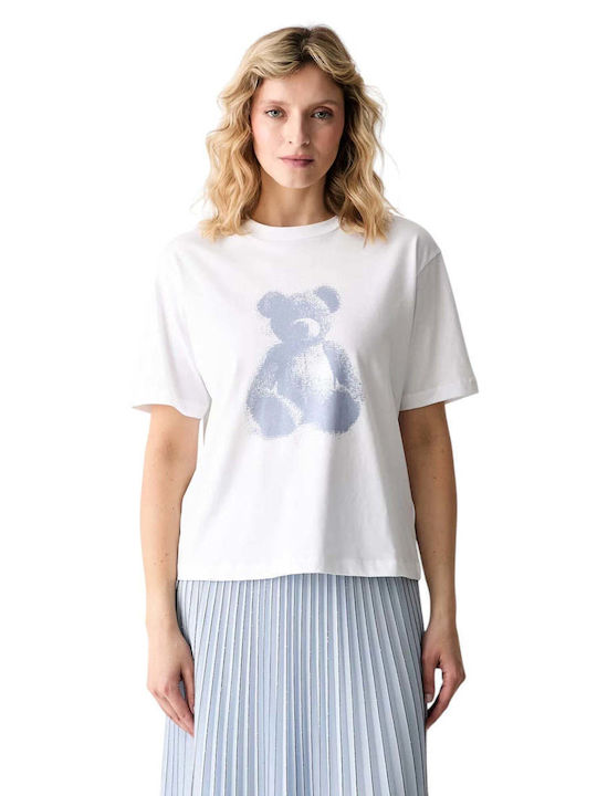 Damen T-Shirt Tierdruck Weiß