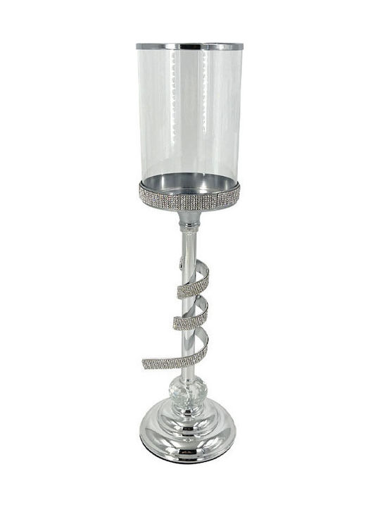 Marhome Кандилник Стъклен в Сребрист Цвят 12x12x45см