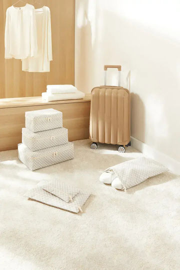 SteweHome Set Organizer-Koffer Baumwolle Muster Karo Set 6 Stück 32x25x25 cm