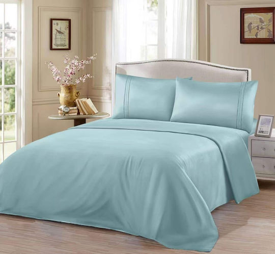 Ehome Σετ Παπλωματοθήκη 220x240cm Υπέρδιπλη με 2 Μαξιλαροθήκες Πετρολ