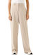 Damen Hochbund Stoffhose in Gerader Bein Stil Beige
