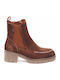 Leder Damen Chelsea-Stiefel mit Mittelhohem Absatz Braun