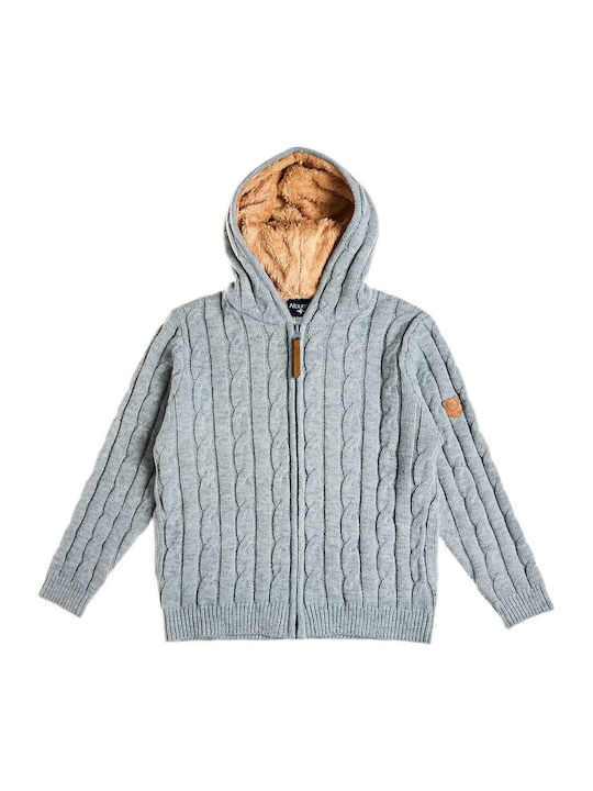 Kids Knitted Cardigan with Grey Hooded