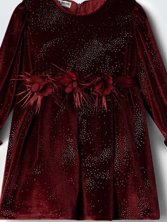 Mädchenkleid Samt Burgundisch