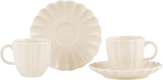 Hermia Set Cesti Maro Din Porțelan Alb 110ml 4 Bucăți
