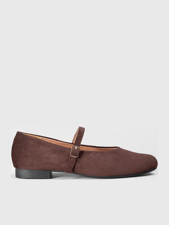 Super Mode Wildleder Damen Ballerinas Spitz zulaufend Braun