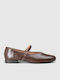 Damen Ballerinas Spitz zulaufend Braune