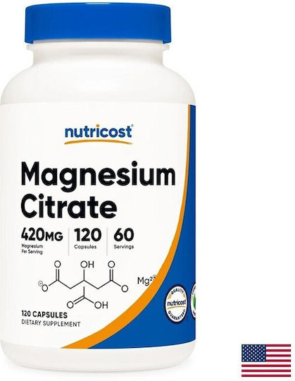 Nutricost Магнезиев Цитрат 210mg Подходящо За Деца 250ml 120 Капсули Nutricost
