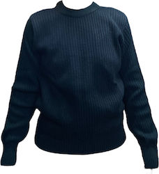 Pullover Crew Neck Military Knit Black