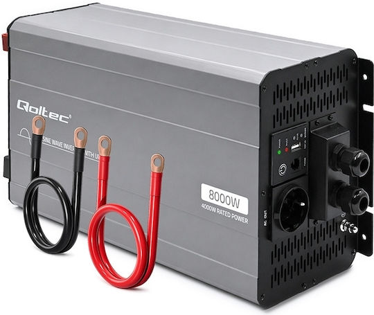 Qoltec Qoltec Pure Sine Wave Inverter 12v To 230v 4000/8000w Ups Bypass Usb Compatible Lifepo4 Gel Agm