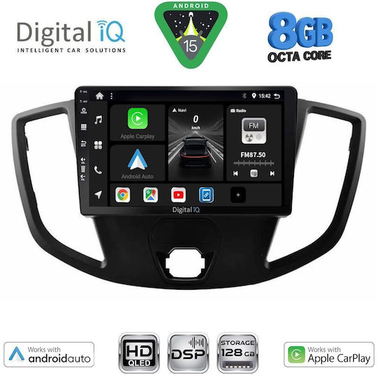 Digital IQ Автомобилна Аудио Система за Ford Transit 2014-2020 (Bluetooth/USB/Вграден Wi-Fi/GPS/Apple CarPlay/Android Auto) с Touch Screen 9"