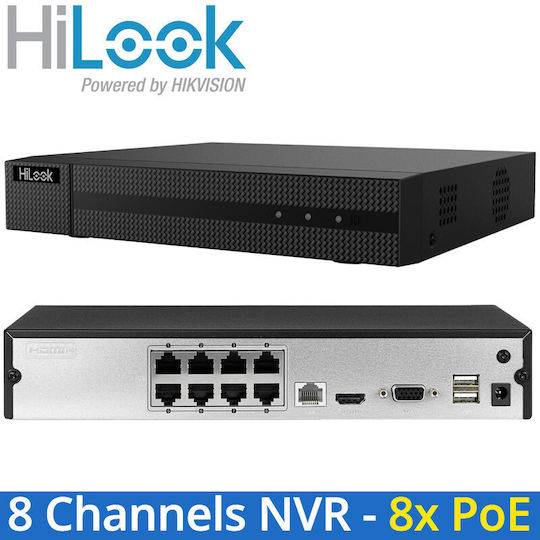 Hikvision NVR-108MH-D/8P(D) Überwachungsvideorekorder NVR 8 Kanäle mit Auflösung Volle HD