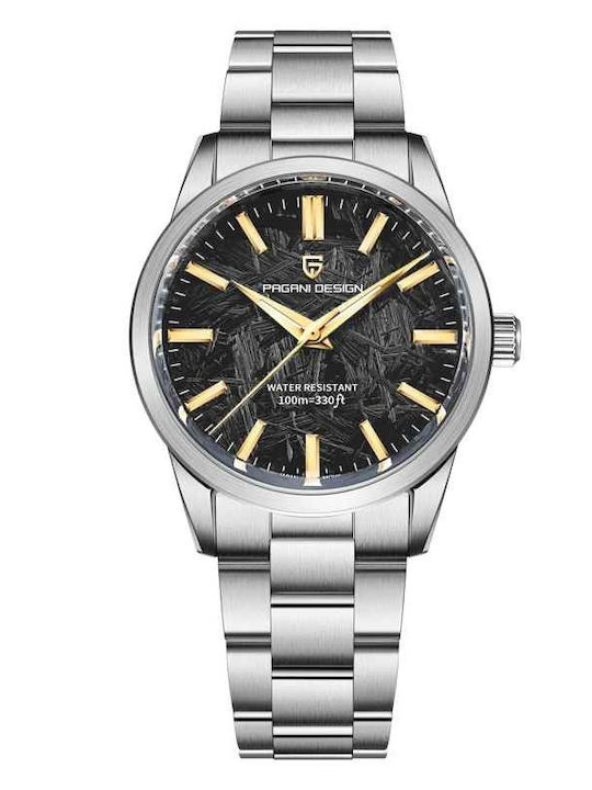 Pagani Design Ceas bărbătesc 40mm cu baterie și brățară din oțel negru