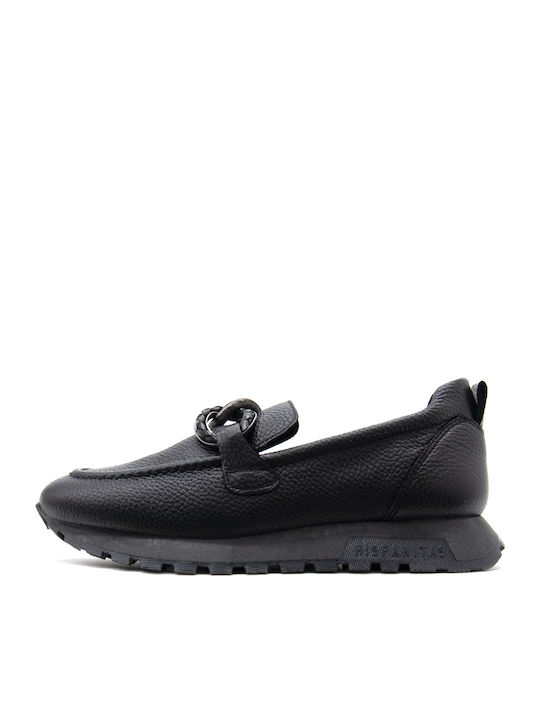Hispanitas Leather Women's Loafers in Black Colour