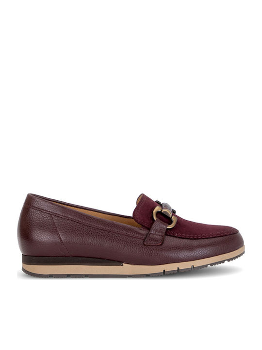 Leather Women's Loafers in Burgundy Colour