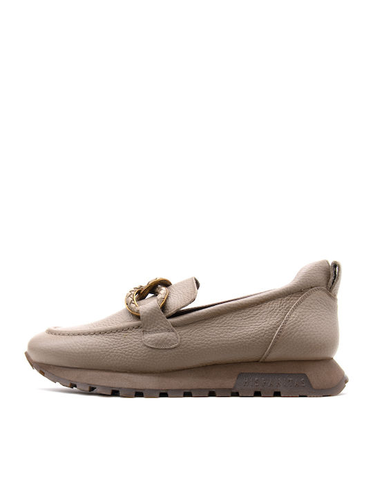 Hispanitas Leather Women's Loafers in Brown Colour