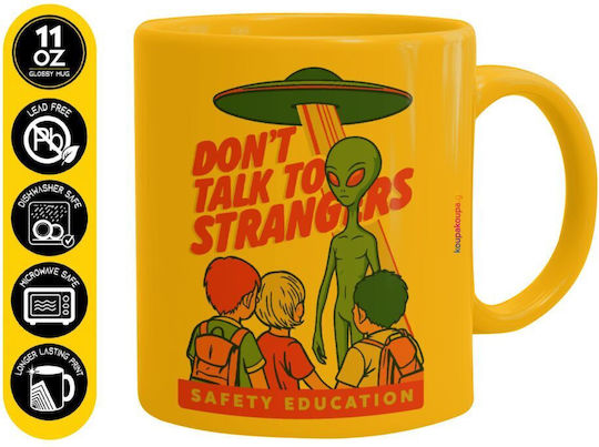 Koupakoupa Don't Talk To Strangers Ceramic Mug Yellow 330ml