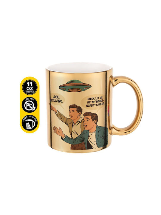 Koupakoupa Look! It's A UFO Mug Ceramic Gold 330ml