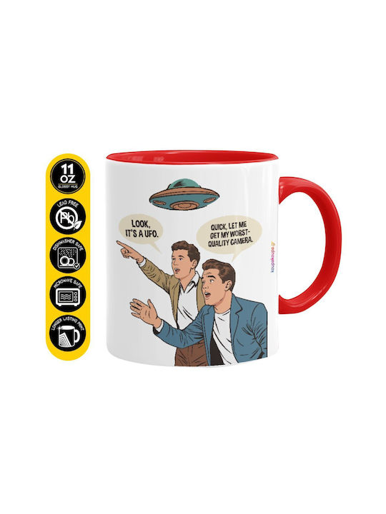 Koupakoupa Look It's A Ufo Mug Ceramic Red 330ml