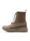 Suede Women's Ankle Boots with Platform Brown