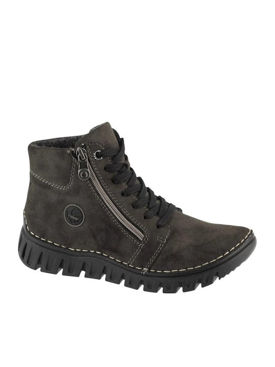 Leder Damen Stiefeletten Ankle Schwarz