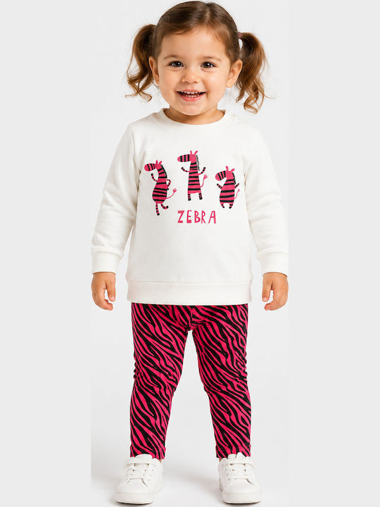 Kinder Trainingsanzug Mit Bluse Ecru/Fuchsia