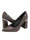 Leder Pumps mit Hohem Absatz Braun